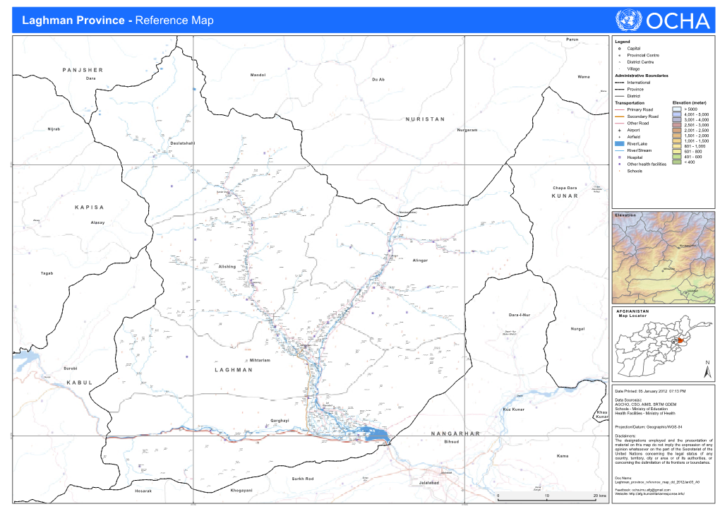 Laghman Province - Reference Map