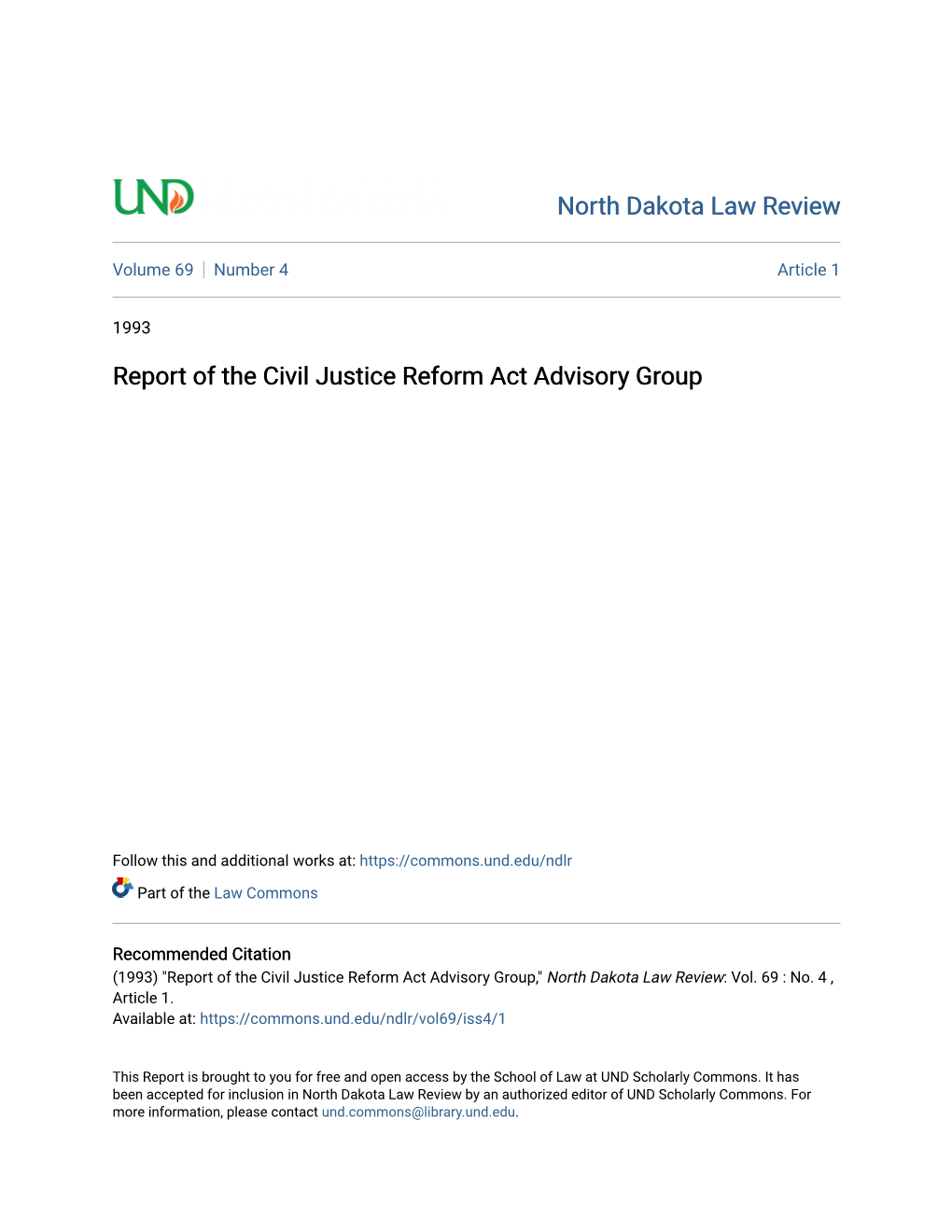 Report of the Civil Justice Reform Act Advisory Group