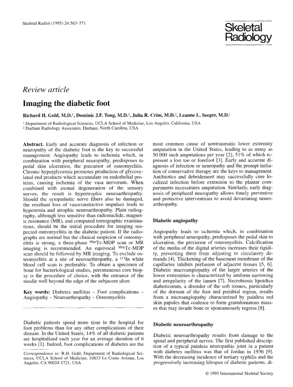 Imaging the Diabetic Foot