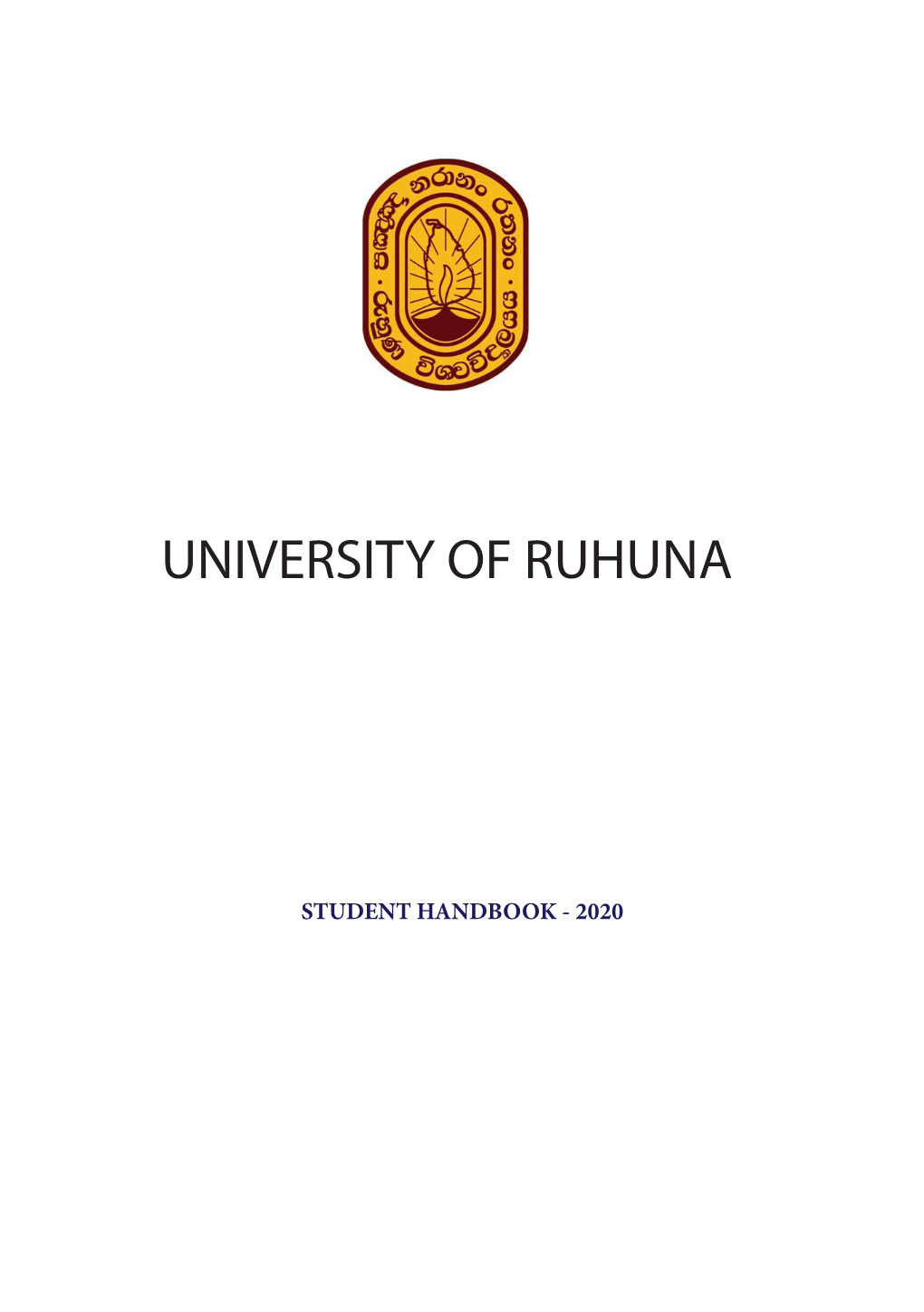 Student Handbook - 2020 University of Ruhuna