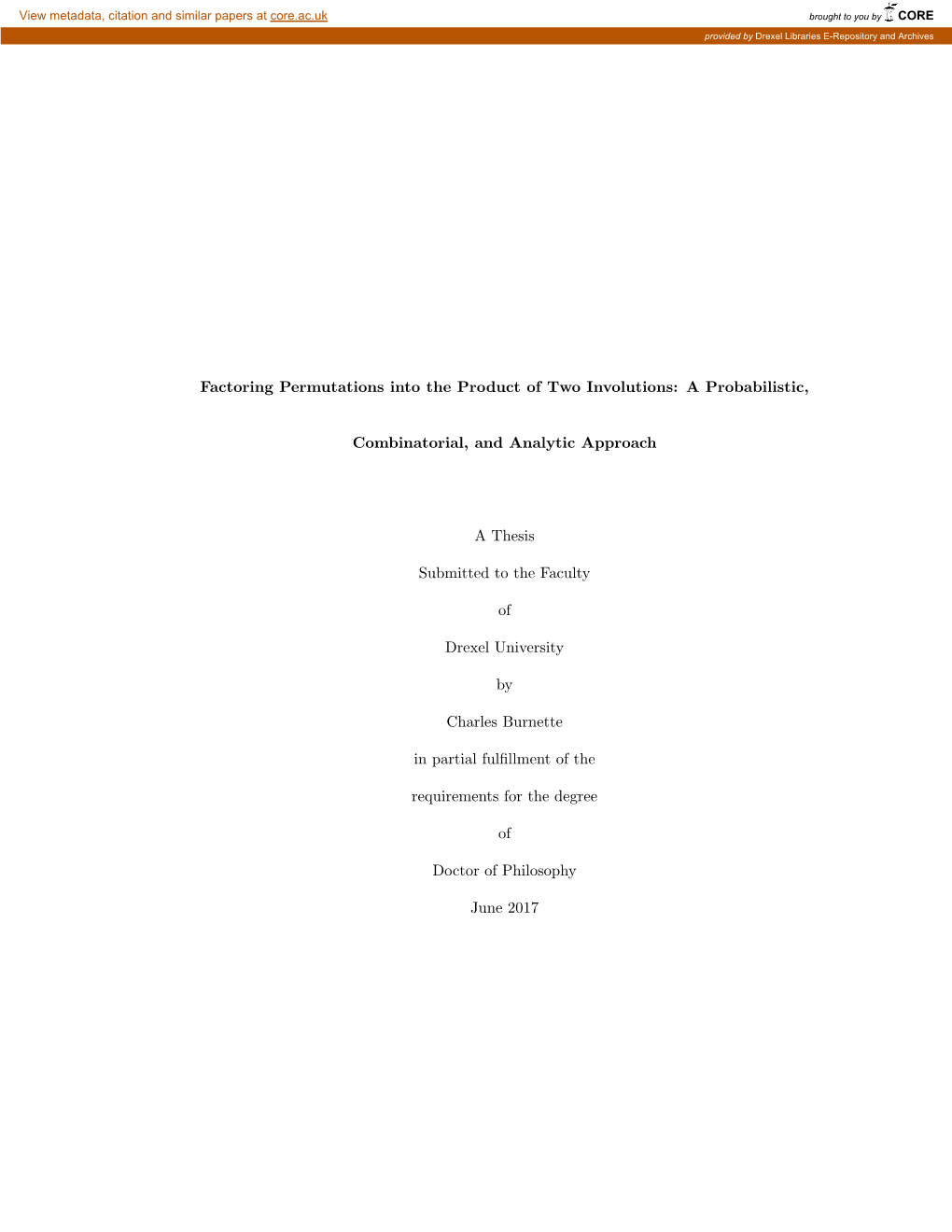 Factoring Permutations Into the Product of Two Involutions: a Probabilistic