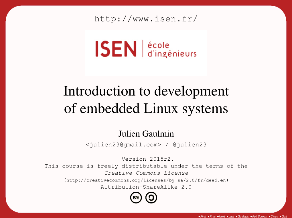 Introduction to Development of Embedded Linux Systems