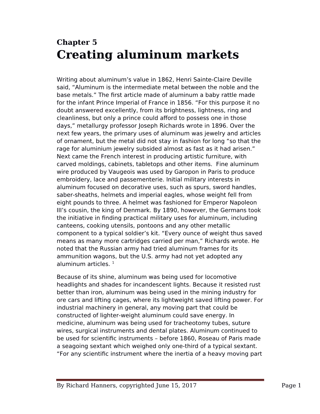 Chapter 5 – Creating Aluminum Markets