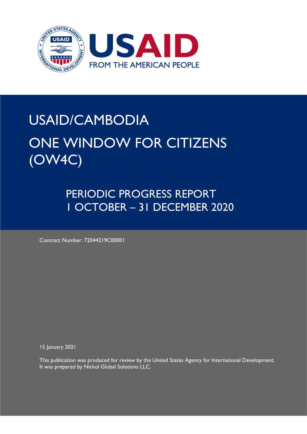 Usaid/Cambodia One Window for Citizens (Ow4c)