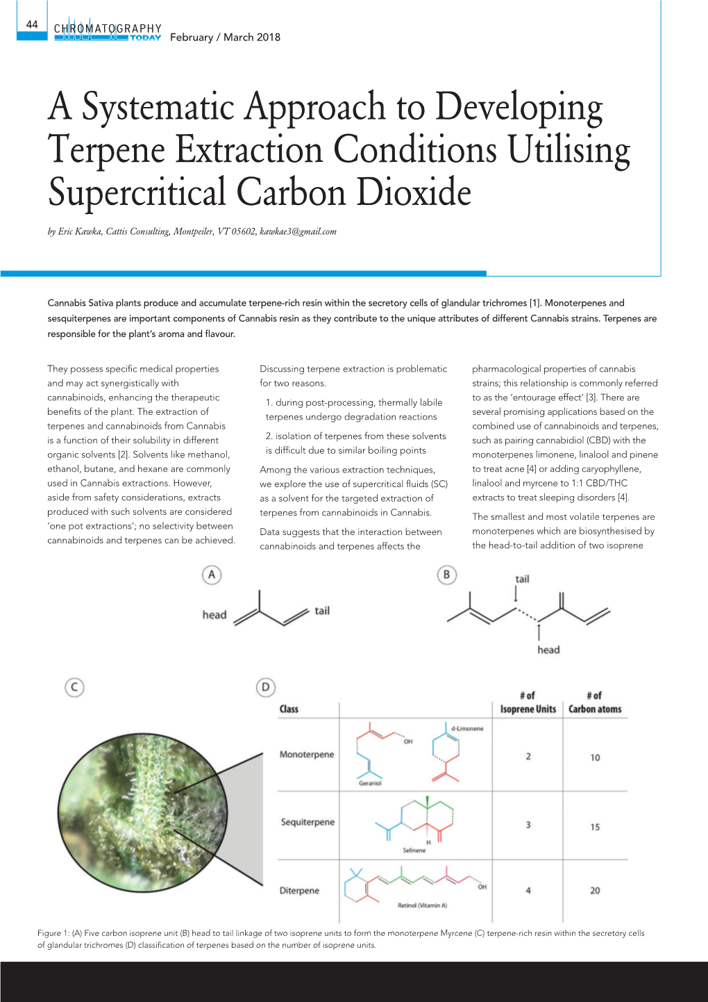 A Systematic Approach to Developing Terpene Extraction Conditions Utilising Supercritical Carbon Dioxide