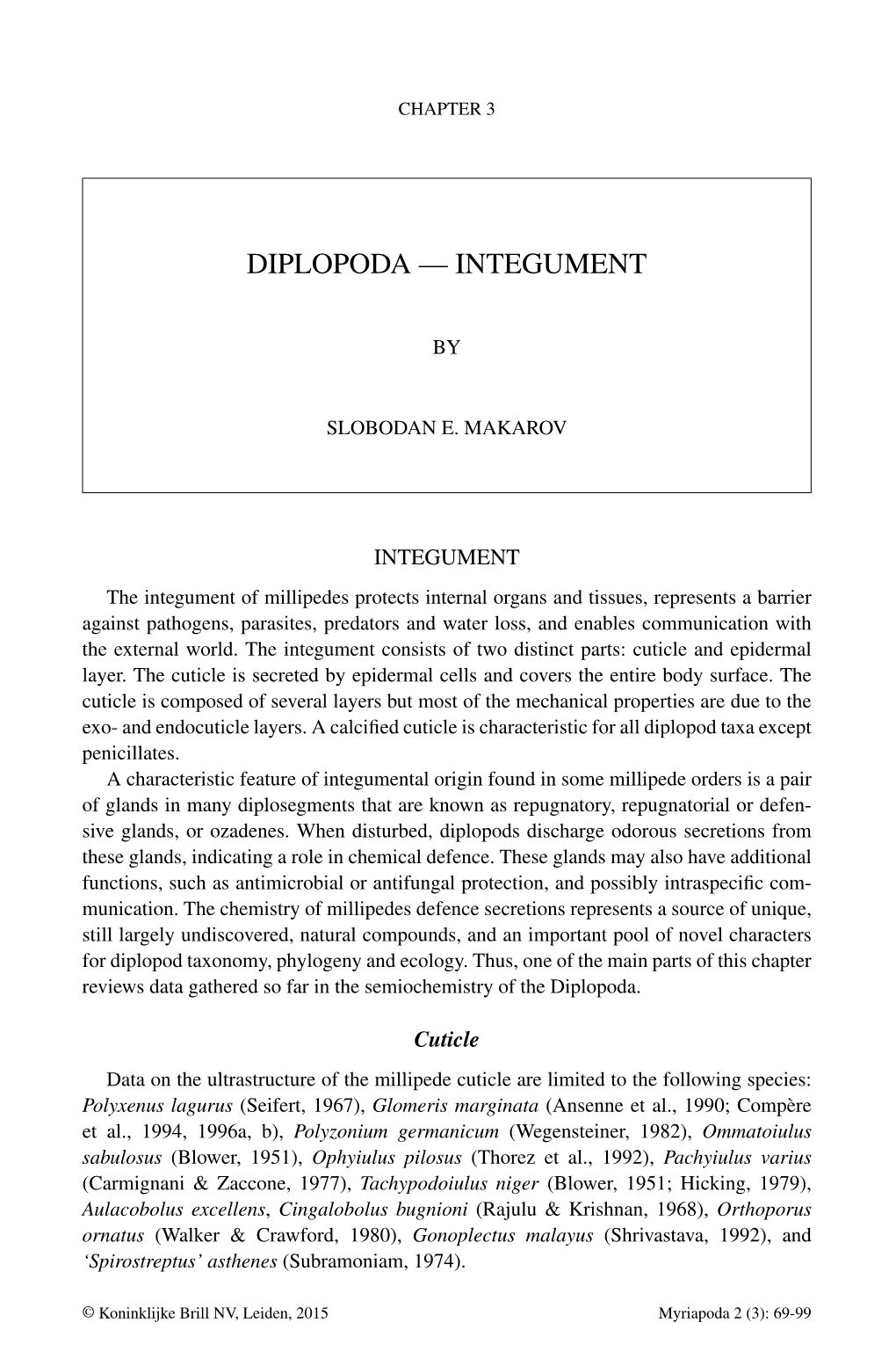 Diplopoda — Integument