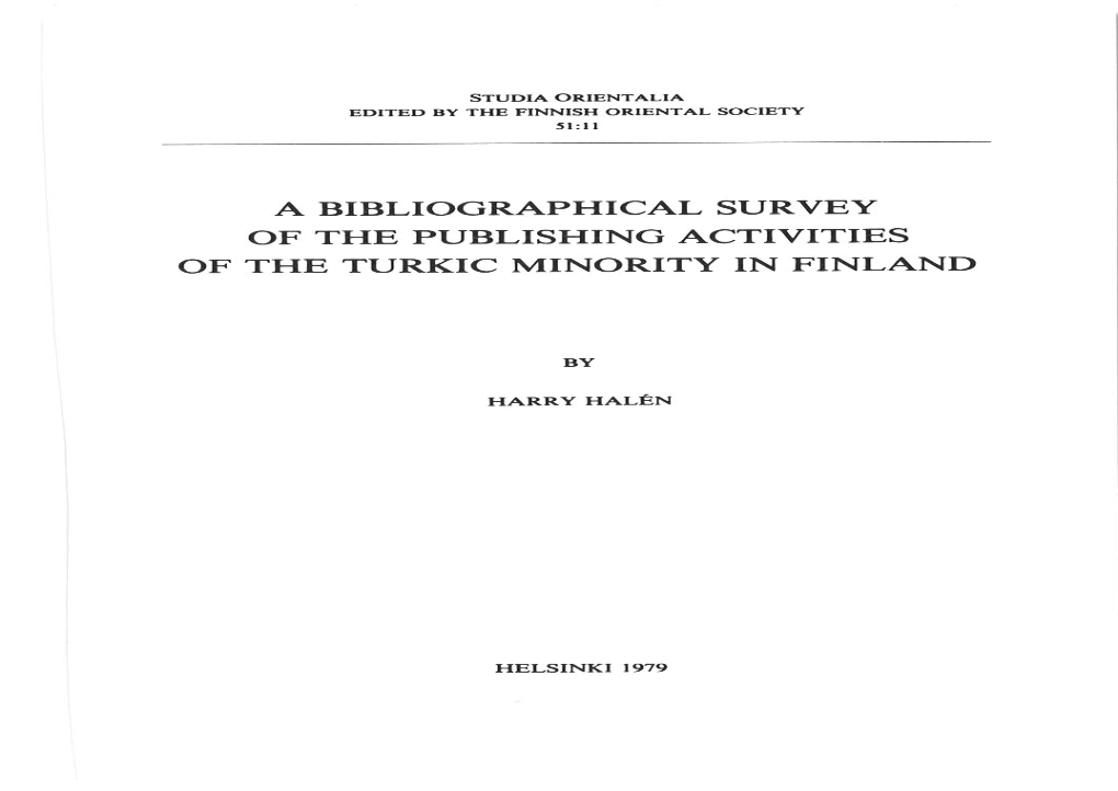 A Bibliographical Survey of the Turkic Minority in Finland