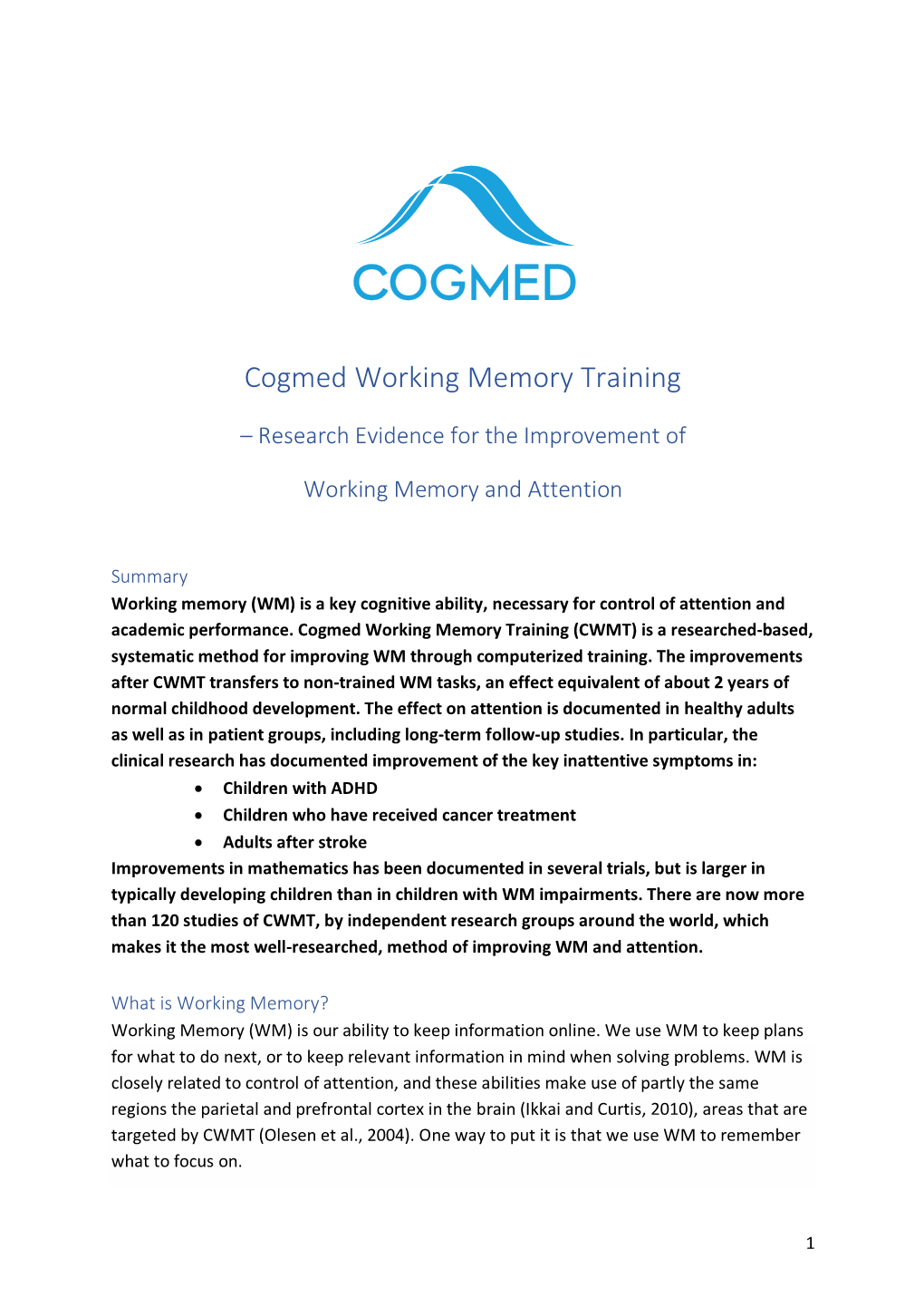 Cogmed Working Memory Training