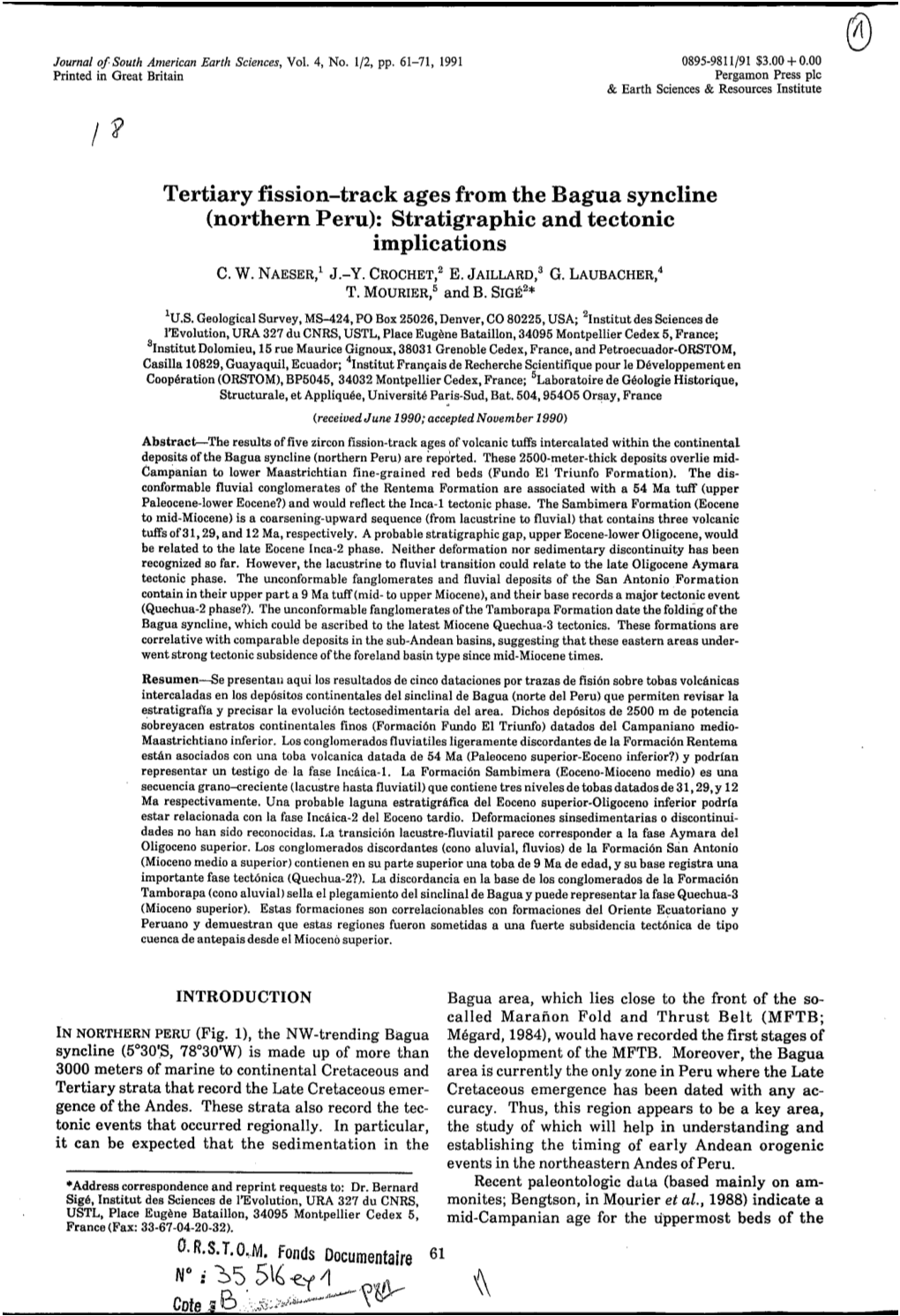 Northern Peru): Stratigraphic and Tectonic Implications C