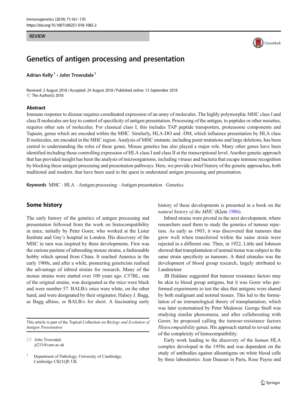 Genetics of Antigen Processing and Presentation