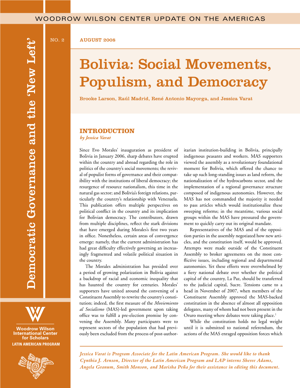 Bolivia: Social Movements, Populism, and Democracy