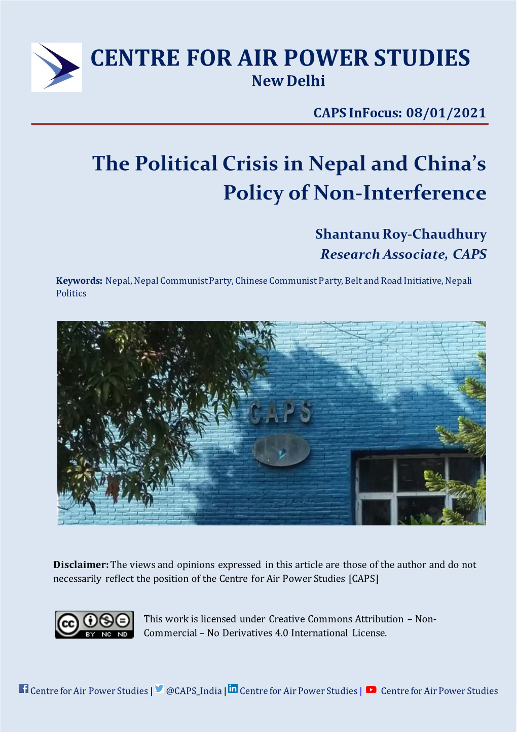 The Political Crisis in Nepal and China's Policy of Non-Interference