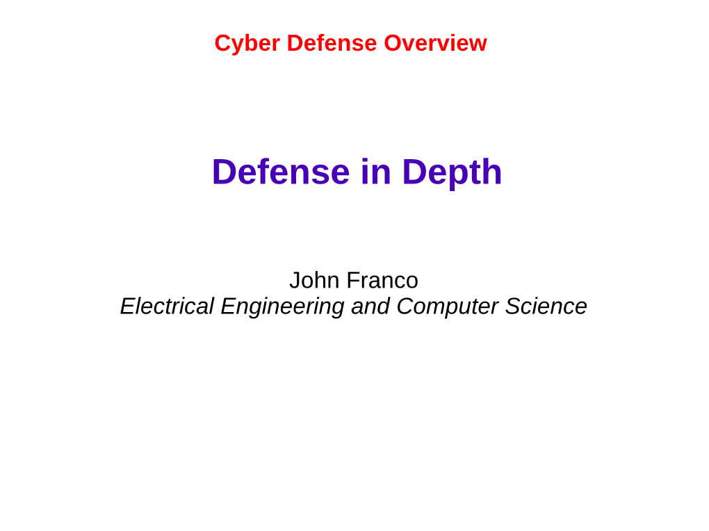 Intro to Defense in Depth