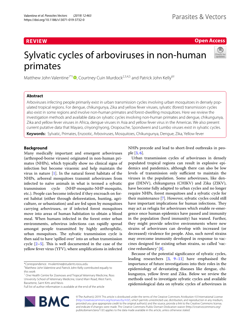 Sylvatic Cycles of Arboviruses in Non-Human Primates