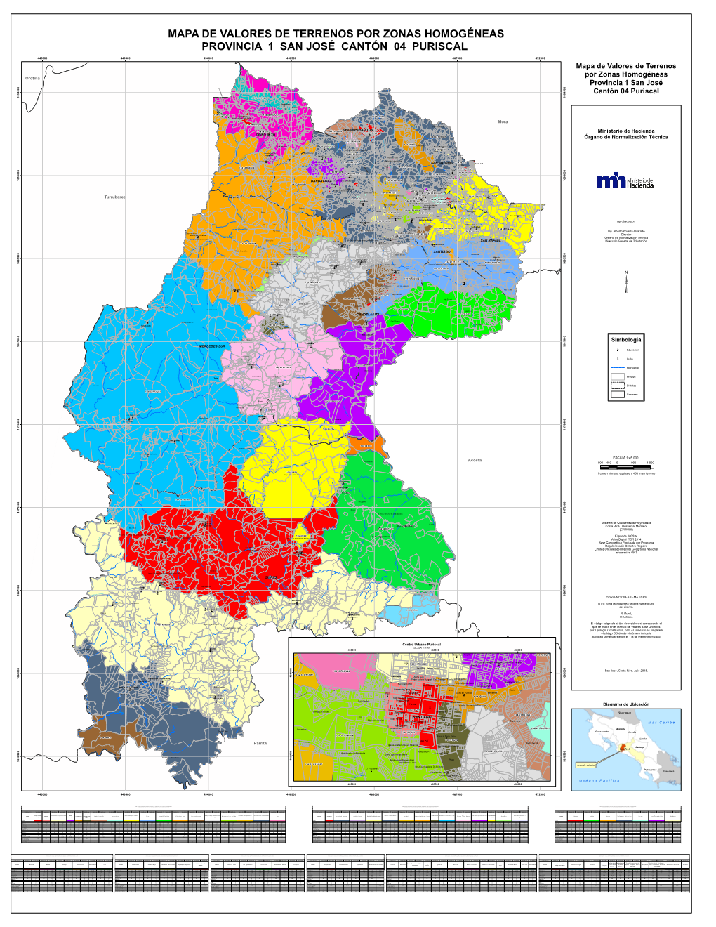 Mapa De Valores De Terrenos Por Zonas Homogéneas Provincia 1 San José Cantón 04 Puriscal