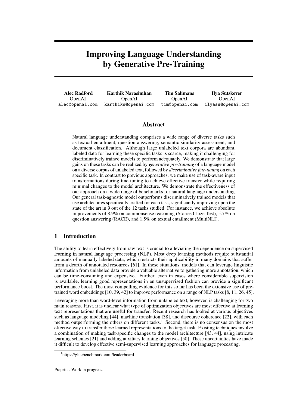 Improving Language Understanding by Generative Pre-Training