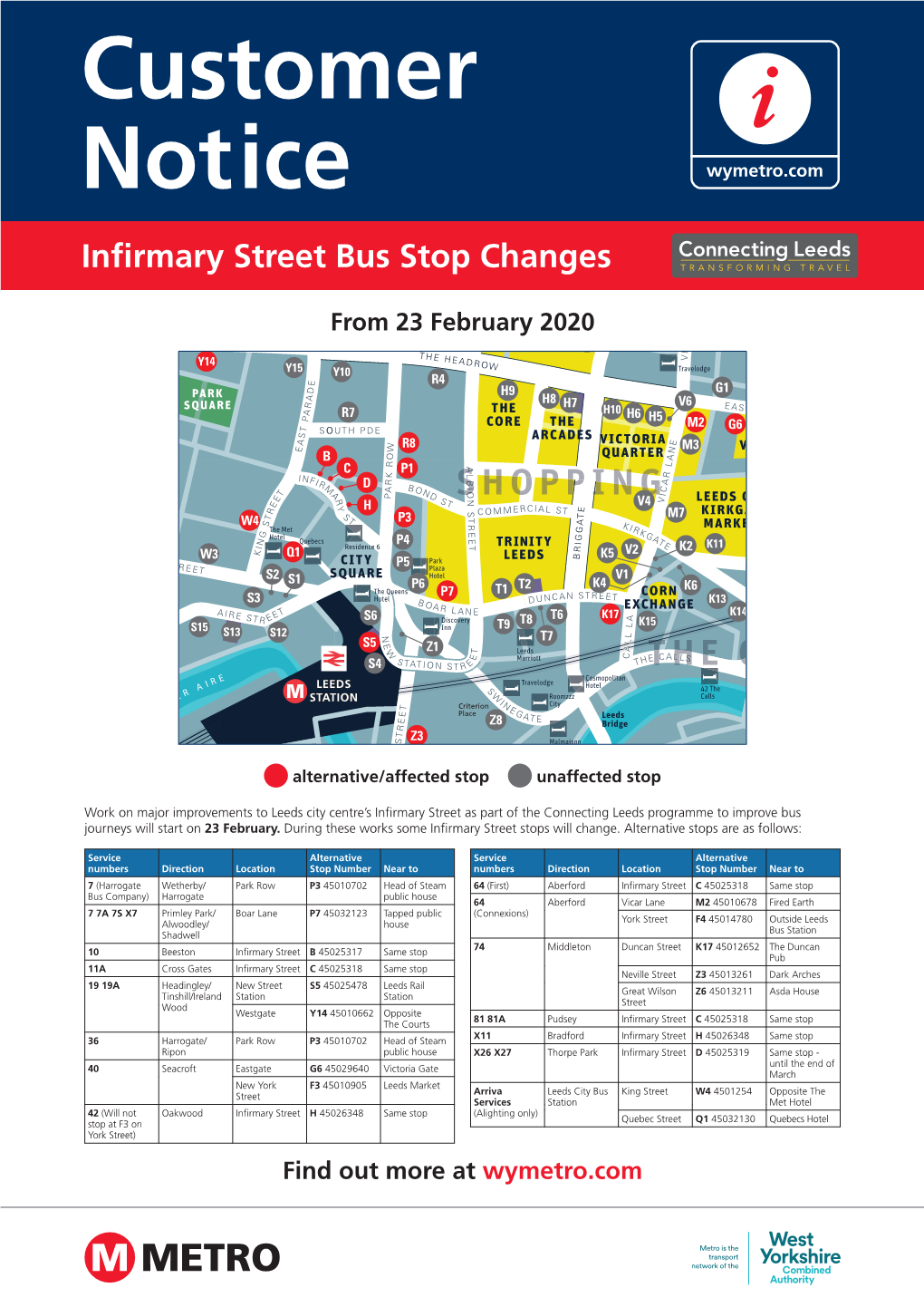 Infirmary Street Bus Stop Changes