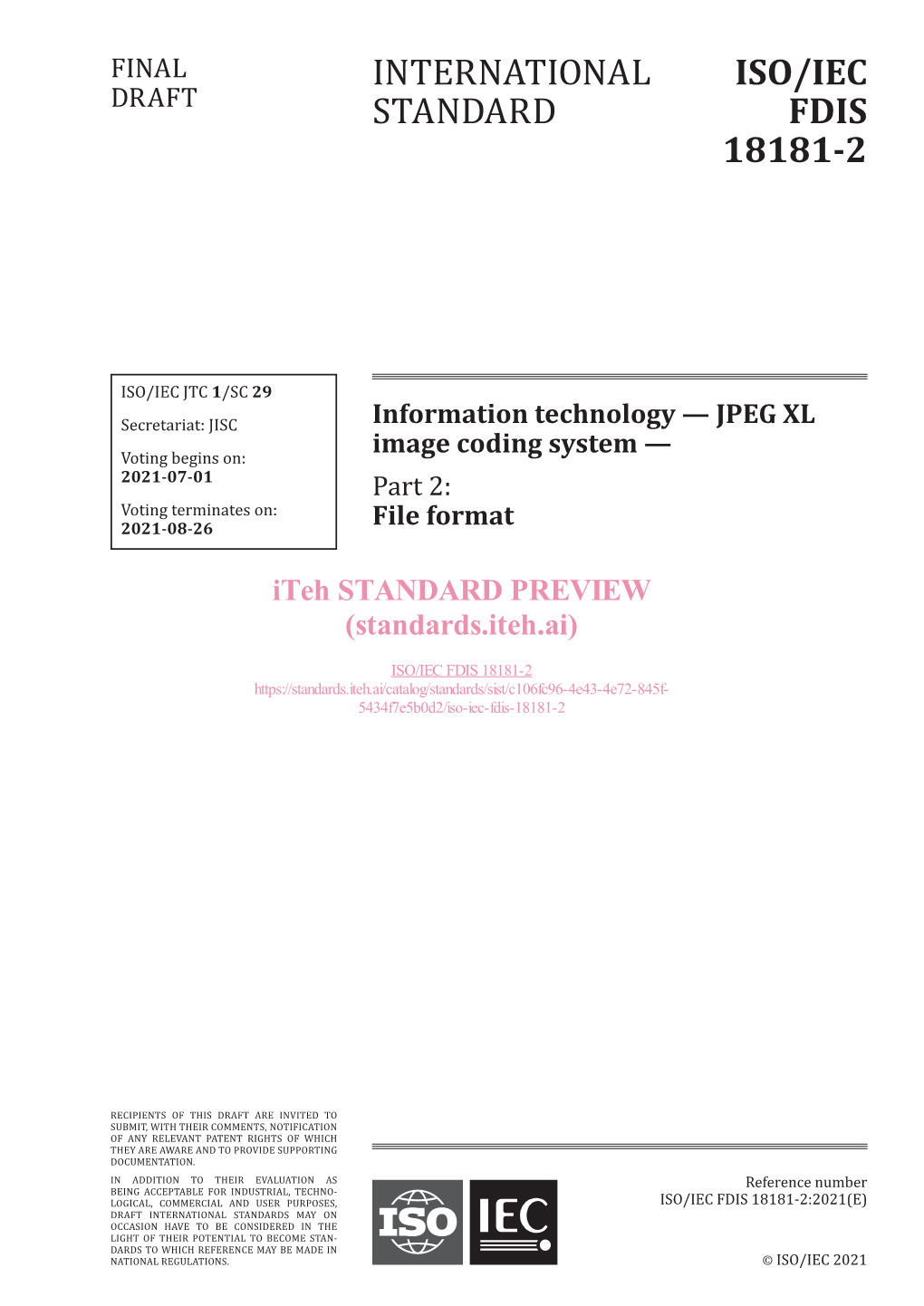 Iso/Iec Fdis 18181-2 International