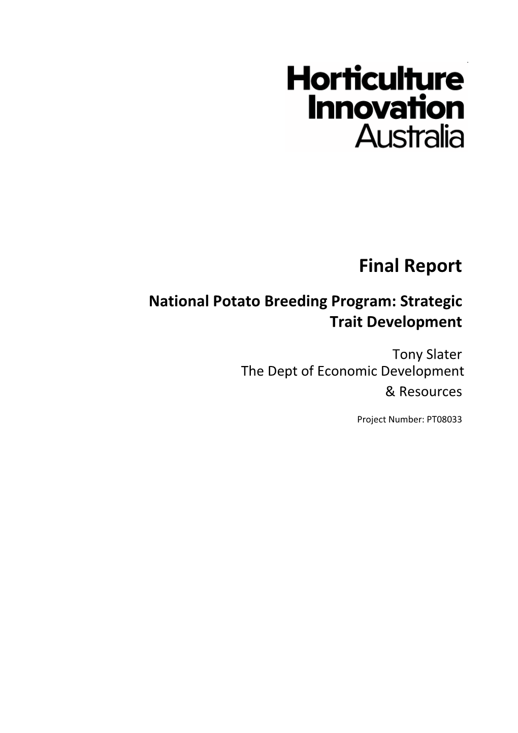 Final Report National Potato Breeding Program