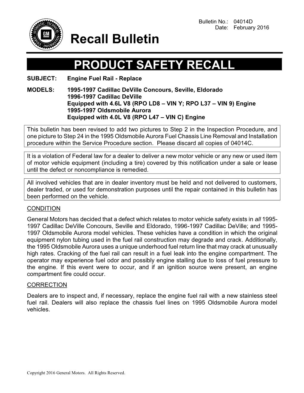 Recall Bulletin