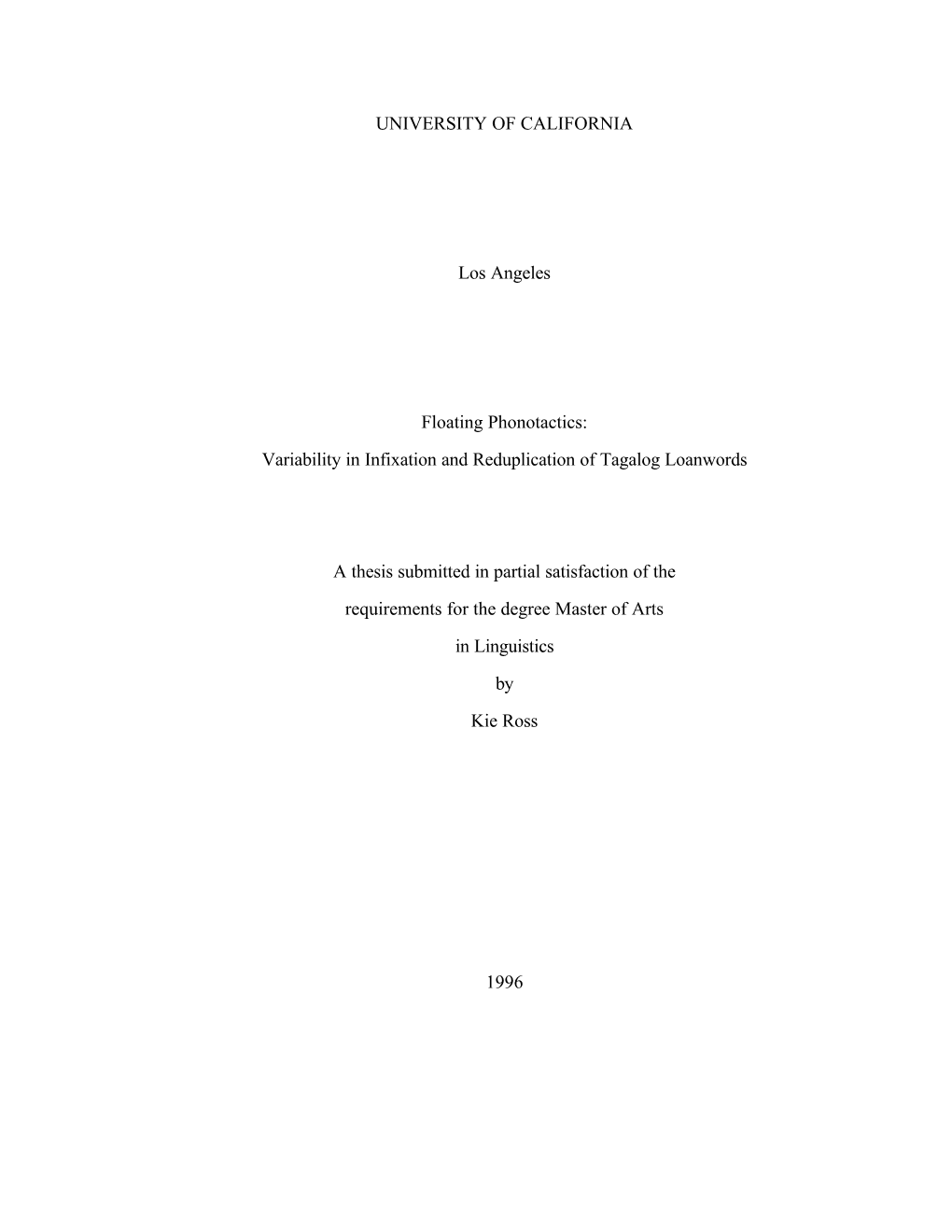 Variability in Infixation and Reduplication of Tagalog Loanwords