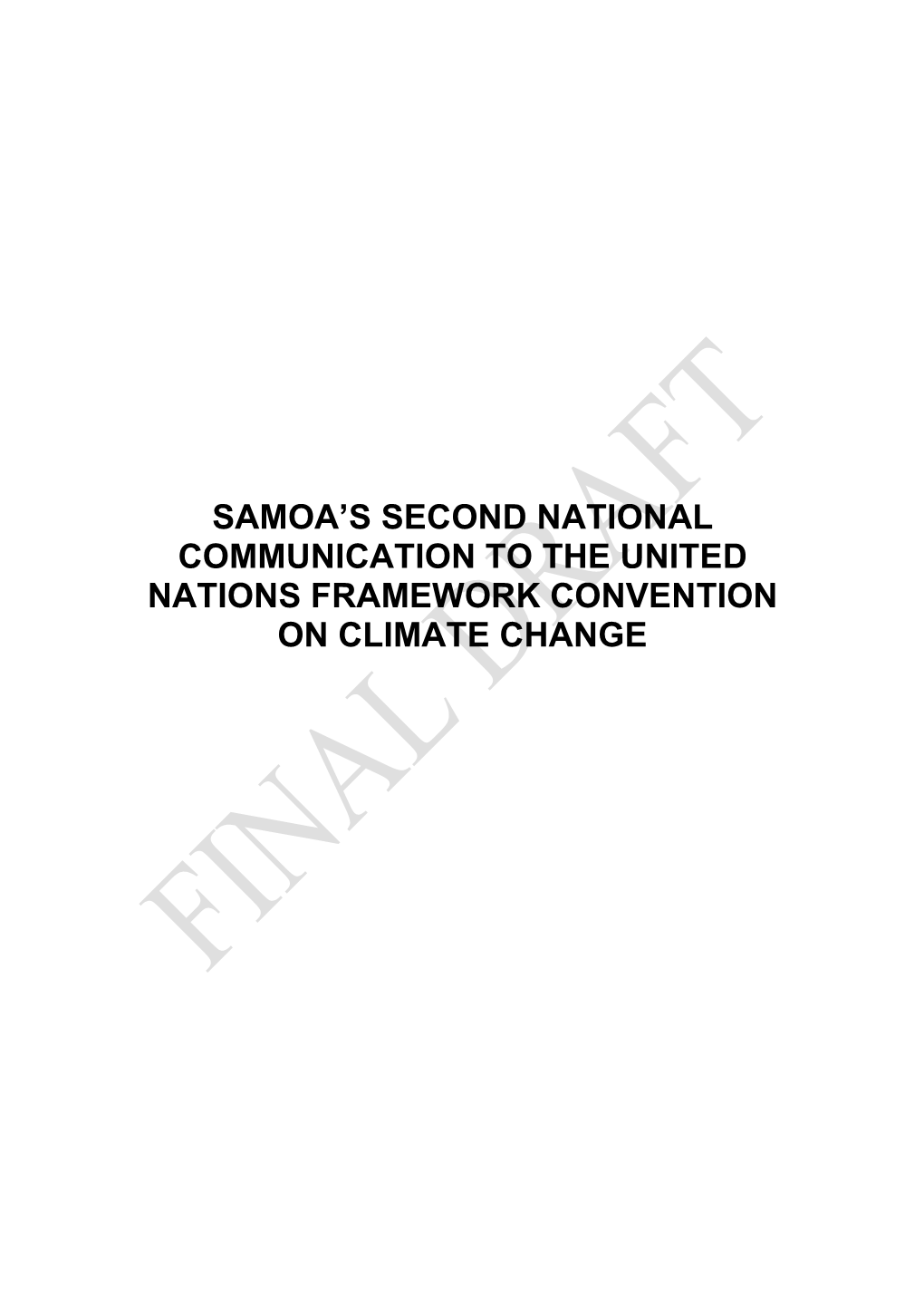 Samoa's Second National Communication to The