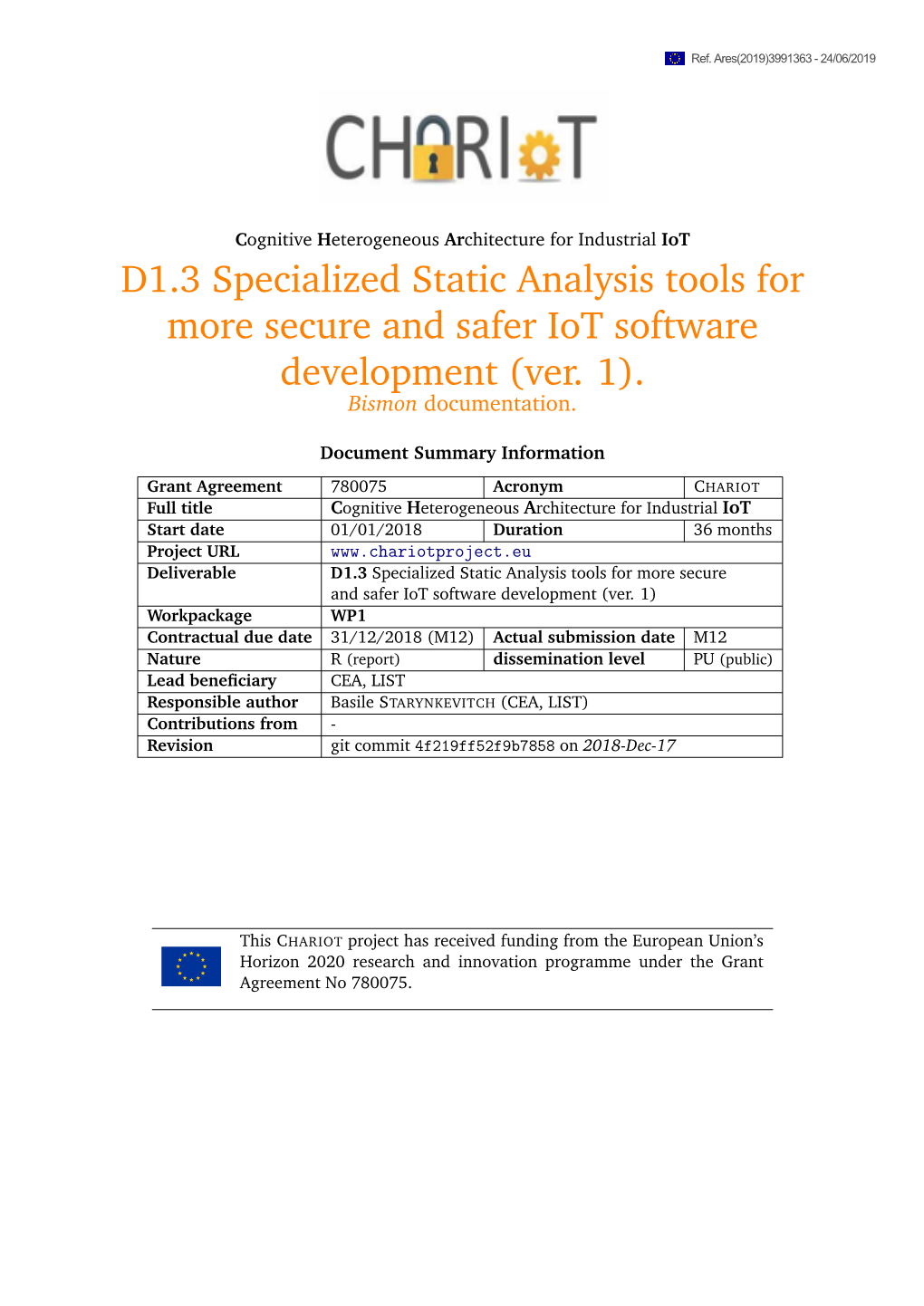 Specialized Static Analysis Tools for More Secure and Safer Iot Software Development (Ver