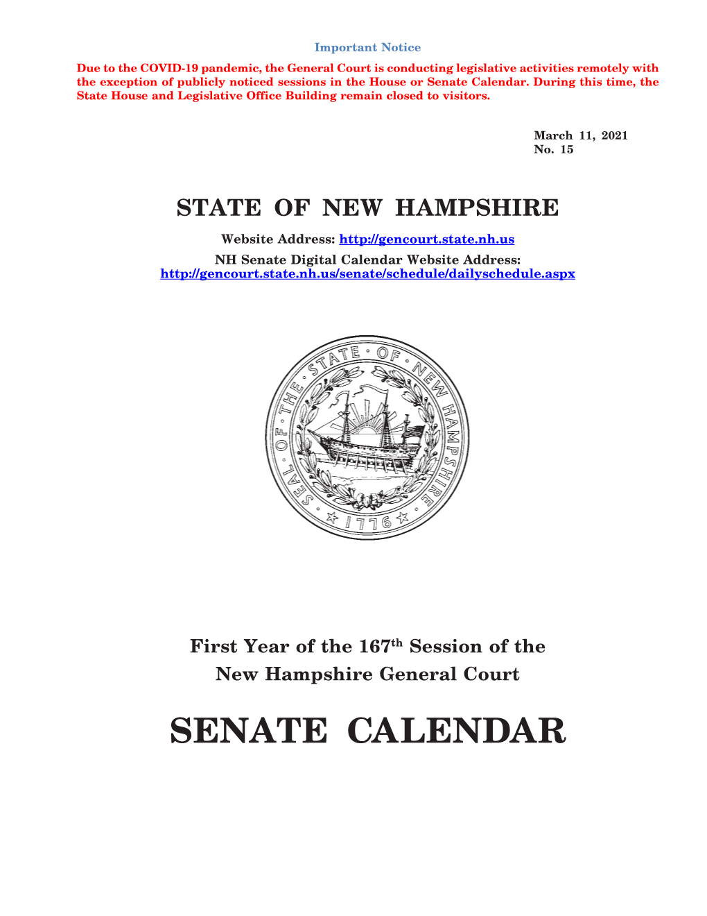 Senate Calendar