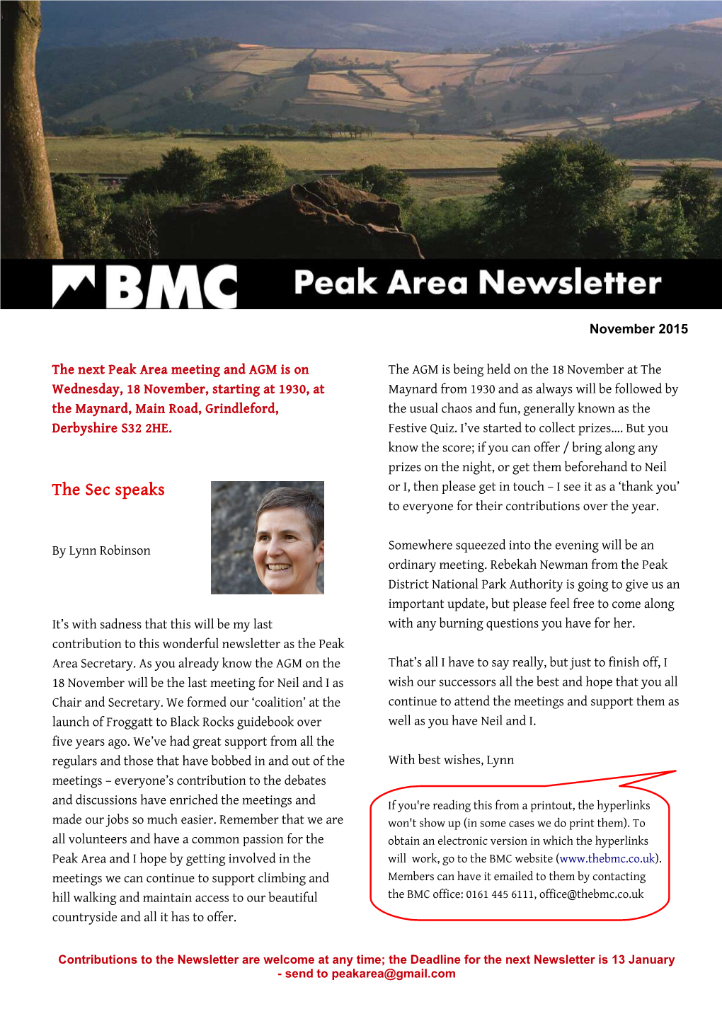 Download the November 2015 BMC Peak Area Newsletter