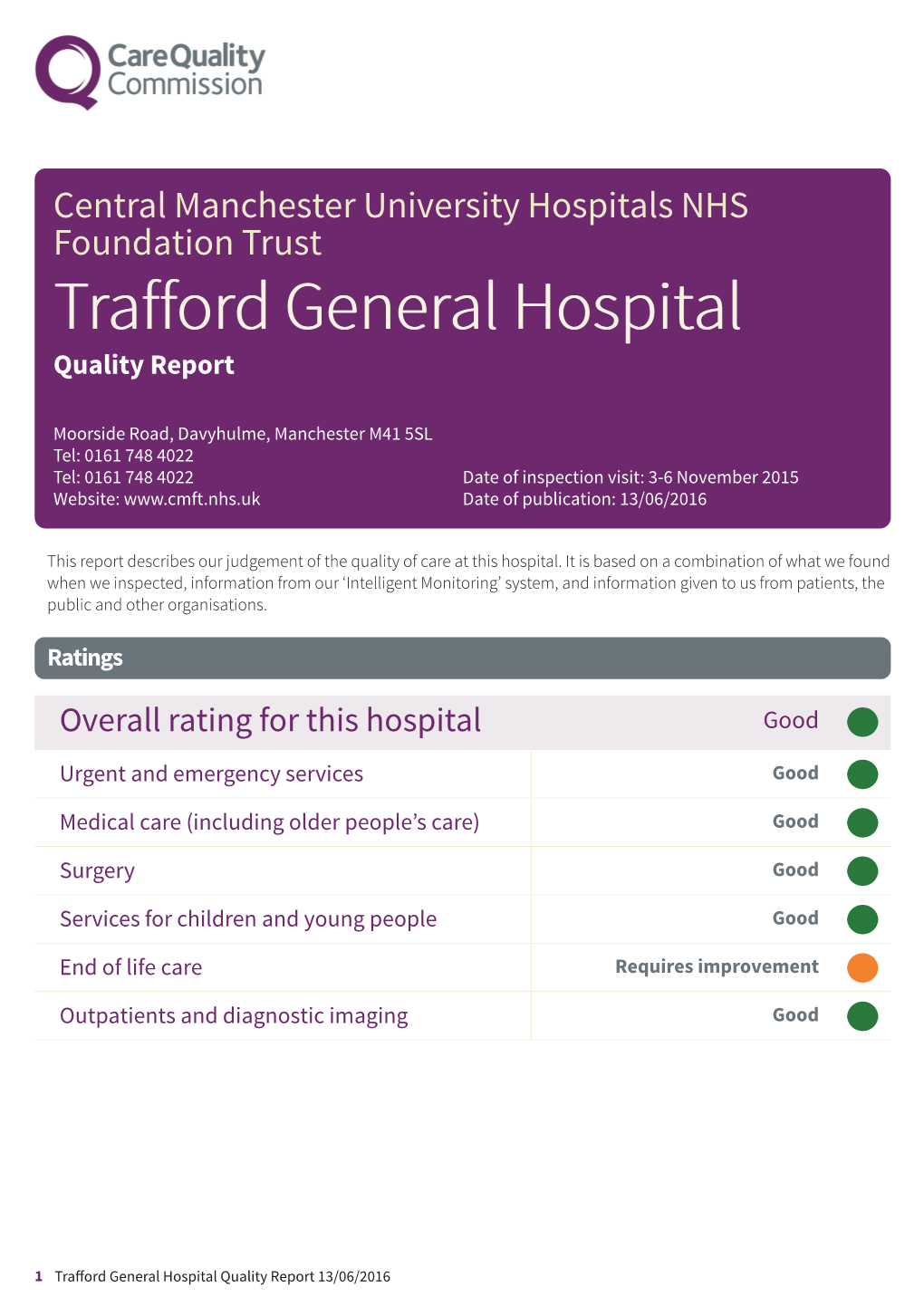 Trafford General Hospital Quality Report