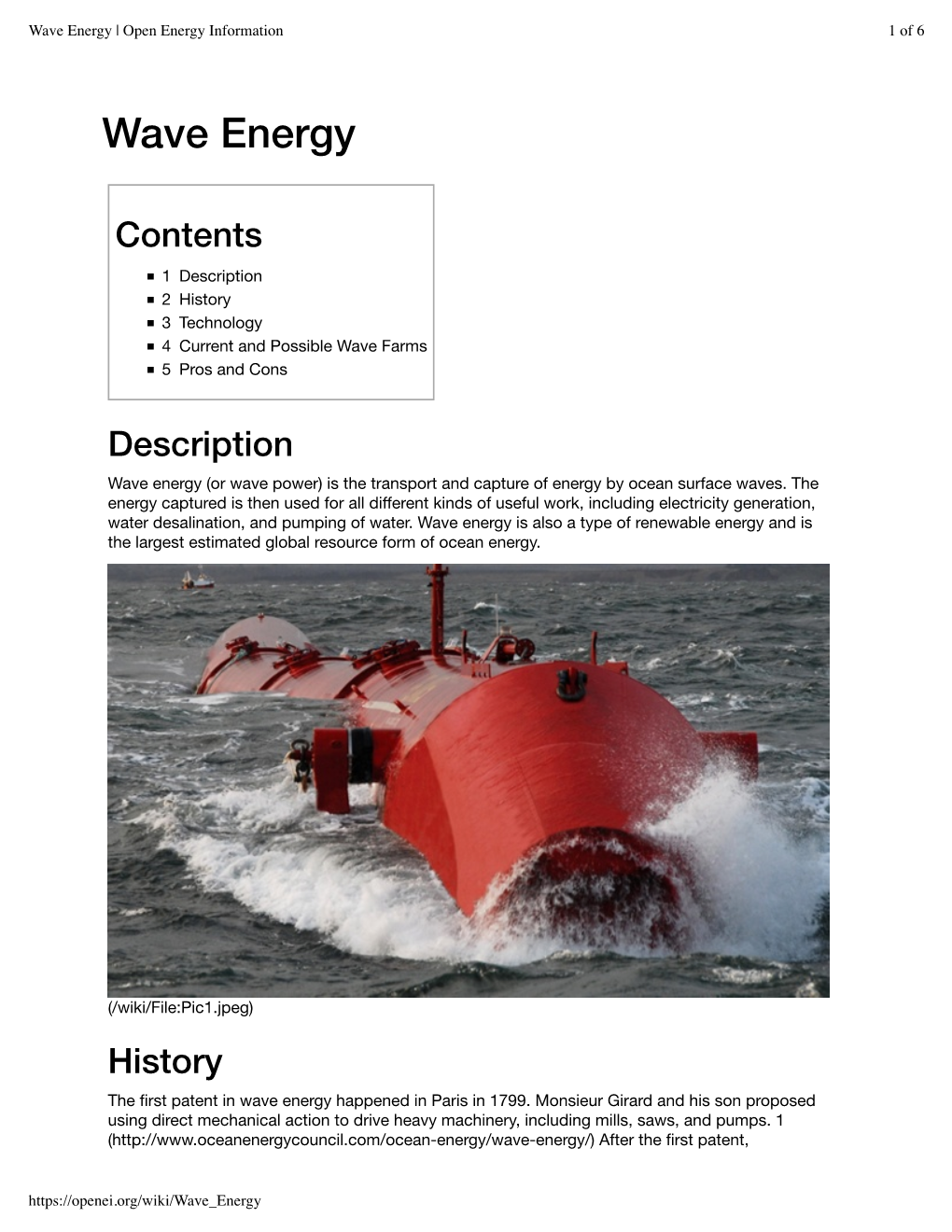 Wave Energy | Open Energy Information 1 of 6