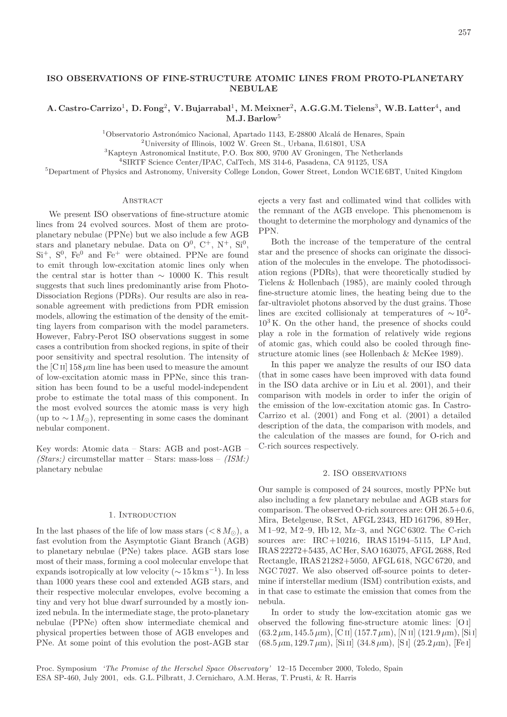 Iso Observations of Fine-Structure Atomic Lines from Proto-Planetary Nebulae