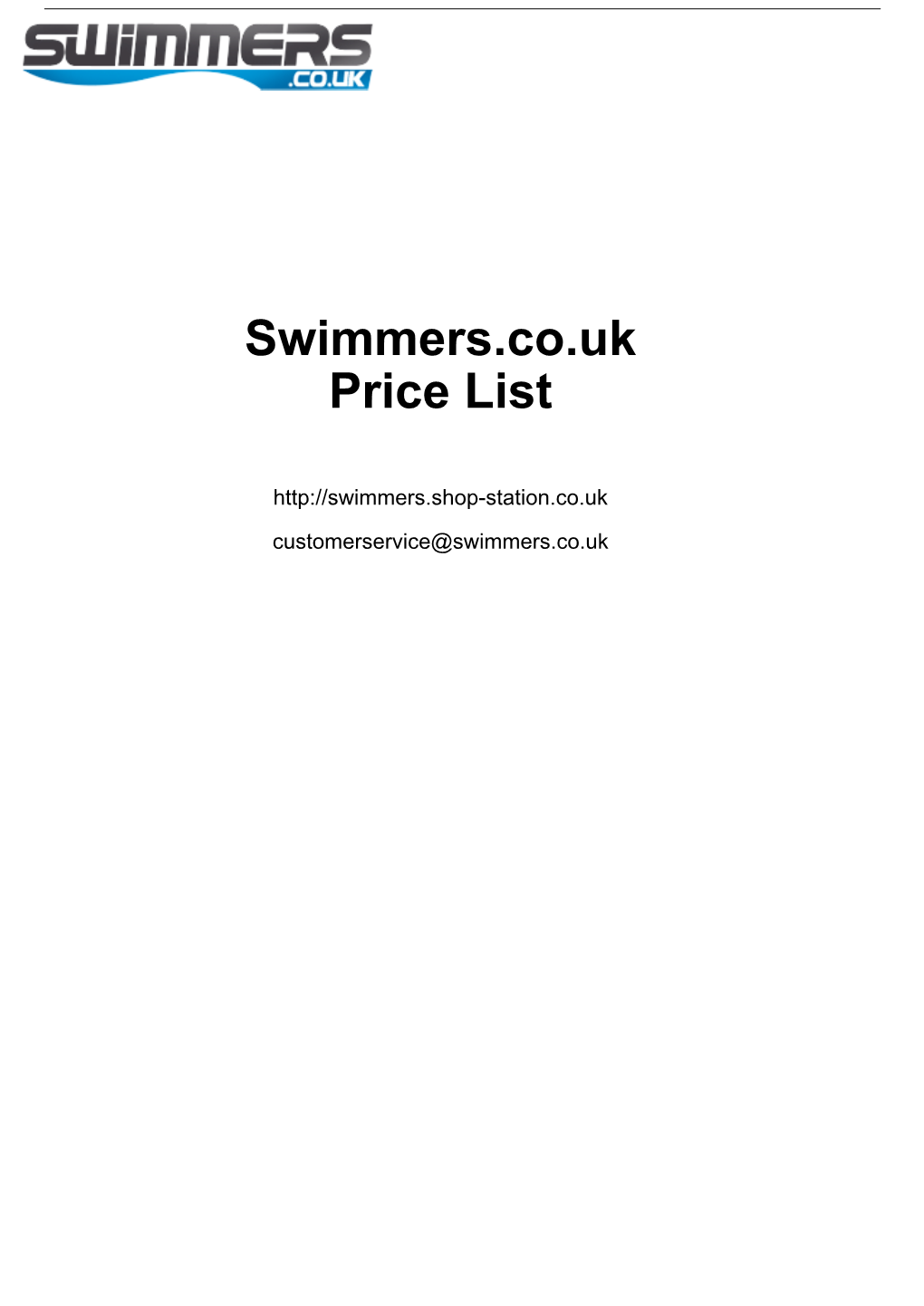 Swimmers.Co.Uk Price List