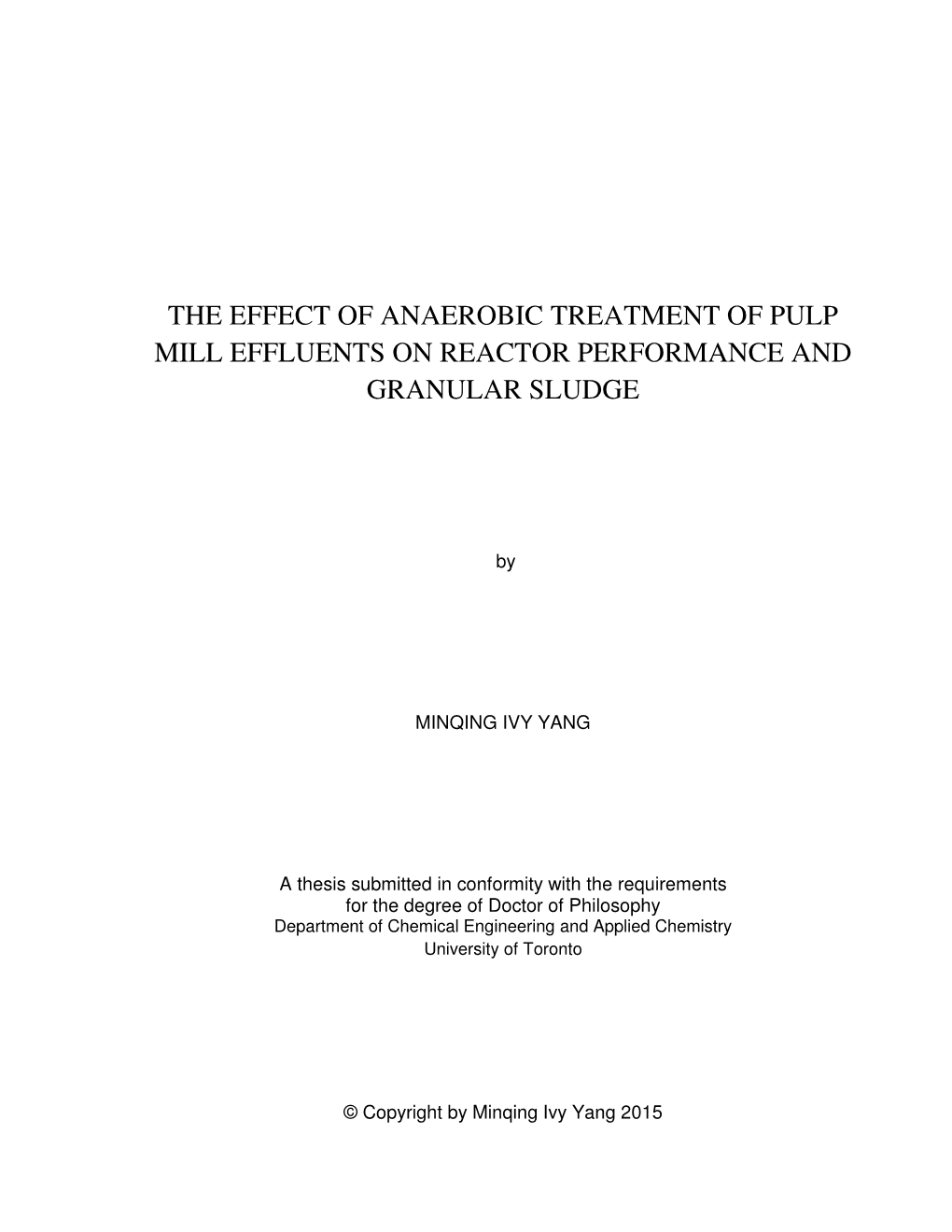 The Effect of Anaerobic Treatment of Pulp Mill Effluents on Reactor Performance and Granular Sludge