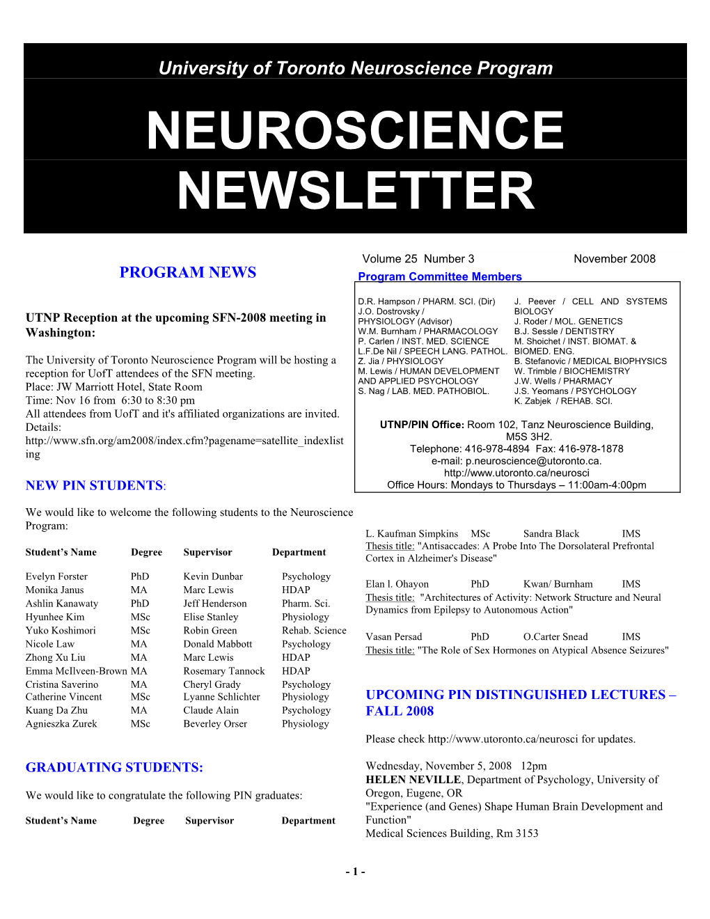 Neuroscience Newsletter