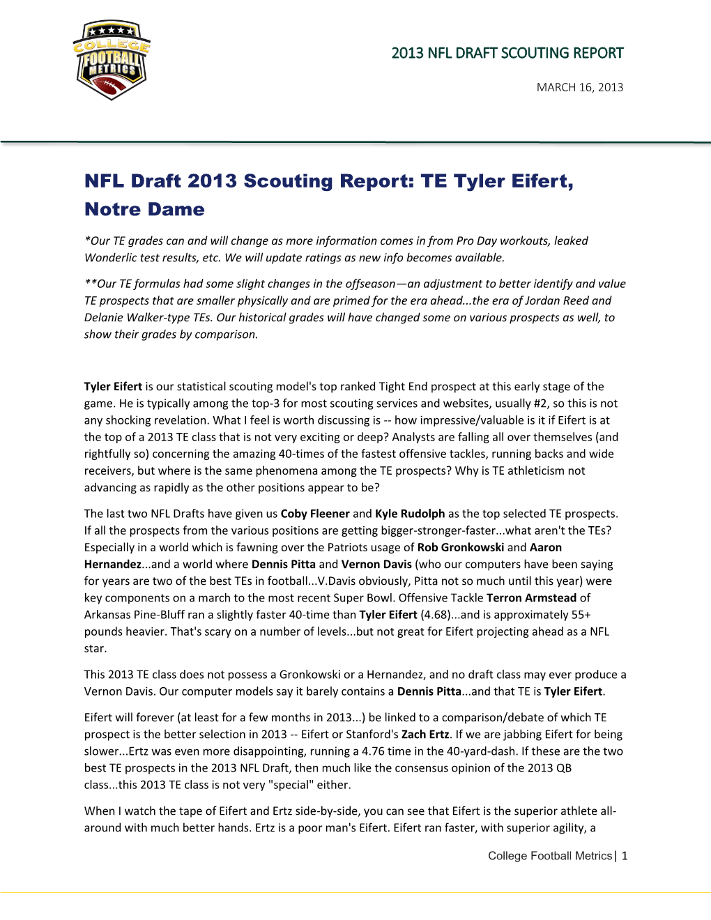 NFL Draft 2013 Scouting Report: TE Tyler Eifert, Notre Dame