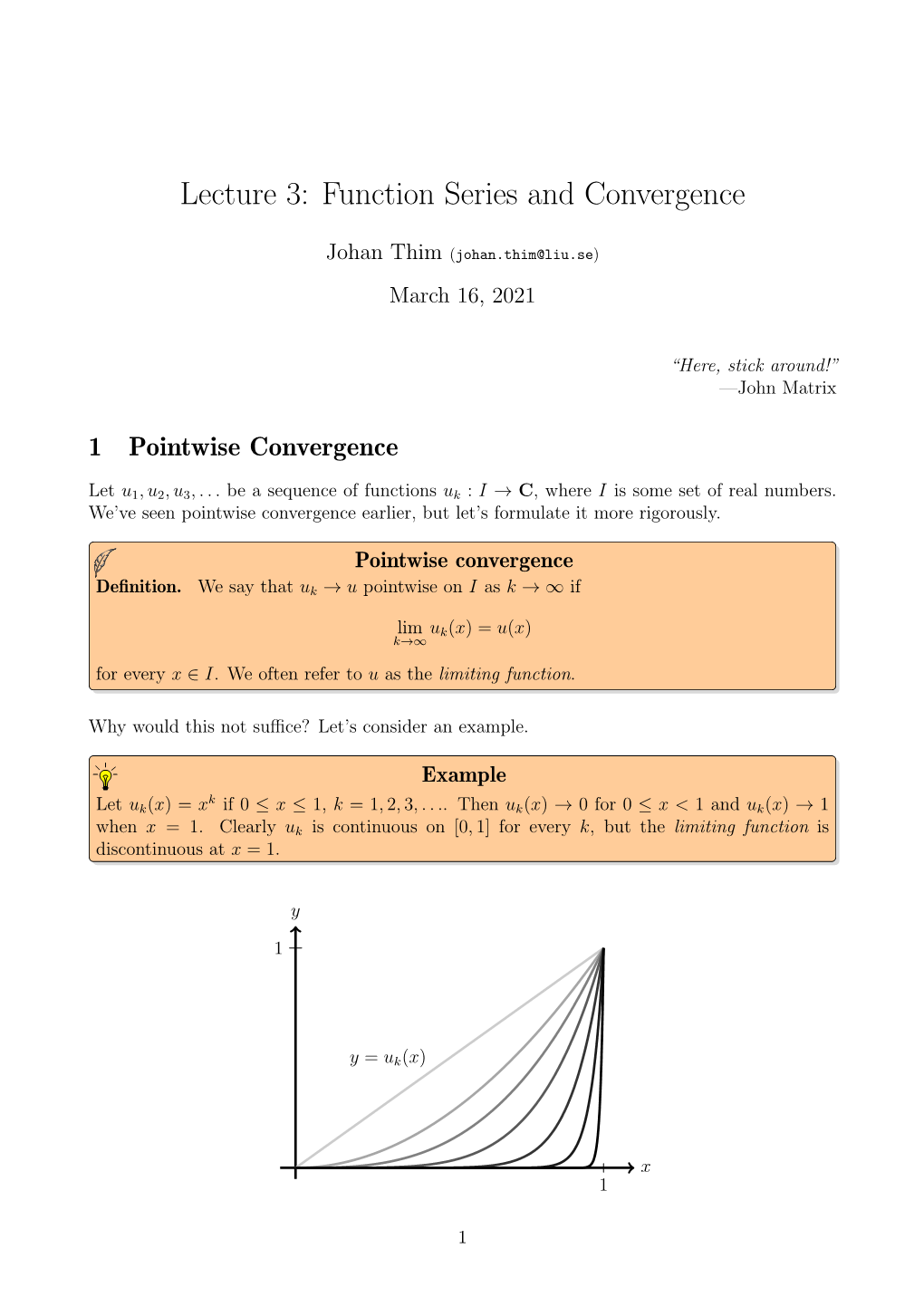 Lecture 3: Function Series and Convergence