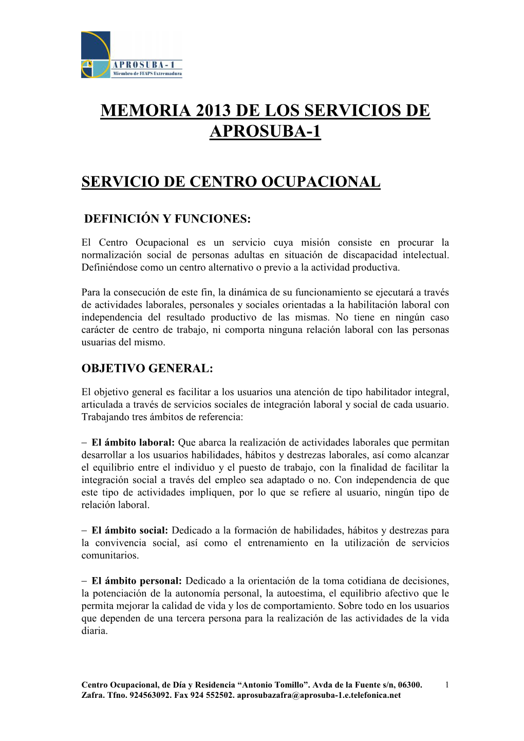 Reglamento De Régimen Interior Del C. Ocupacional Aprosuba-13