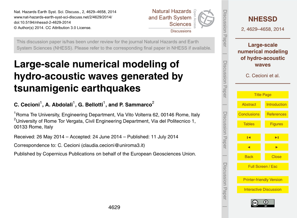 Large-Scale Numerical Modeling of Hydro-Acoustic Waves