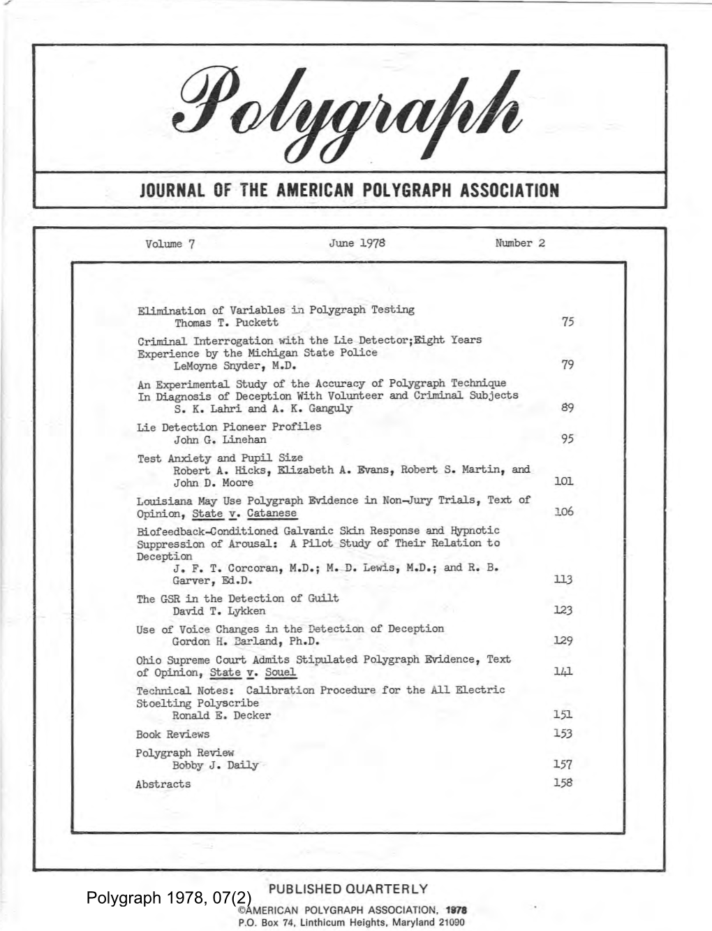 Journal of the American Polygraph Association