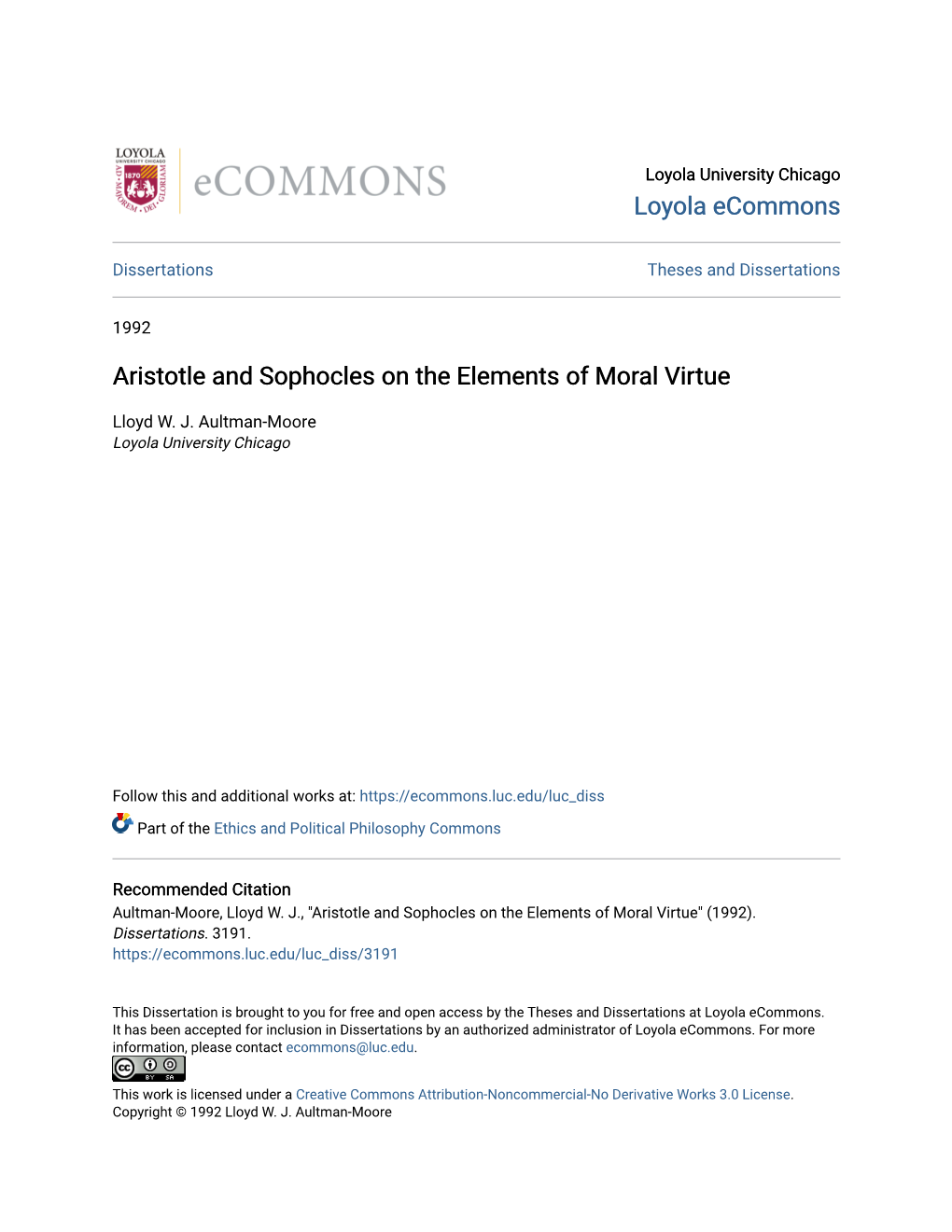 Aristotle and Sophocles on the Elements of Moral Virtue