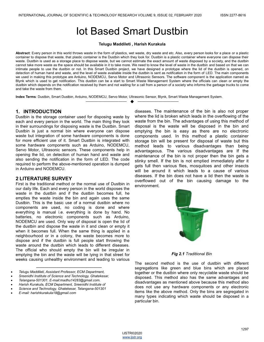 Iot Based Smart Dustbin