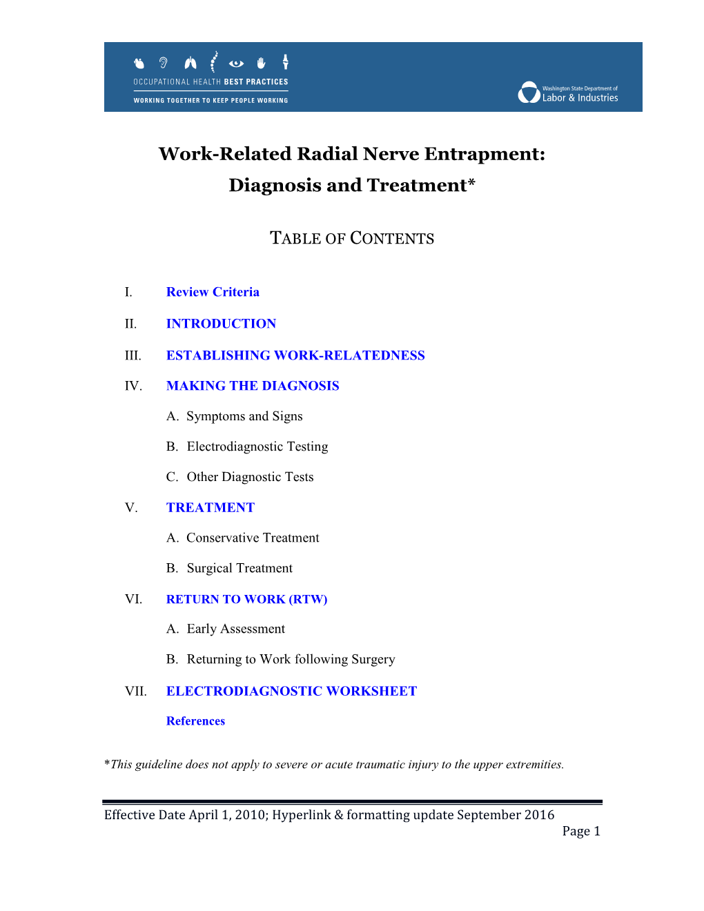 Work-Related Radial Nerve Entrapment Diagnosis and Treatment