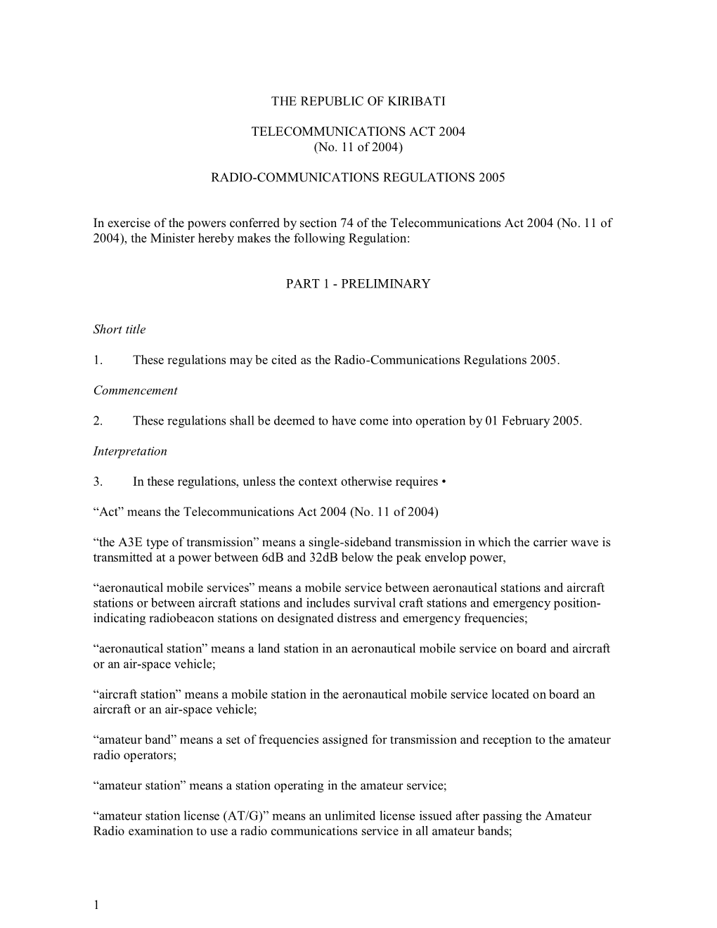 Radio-Communications Regulations 2005