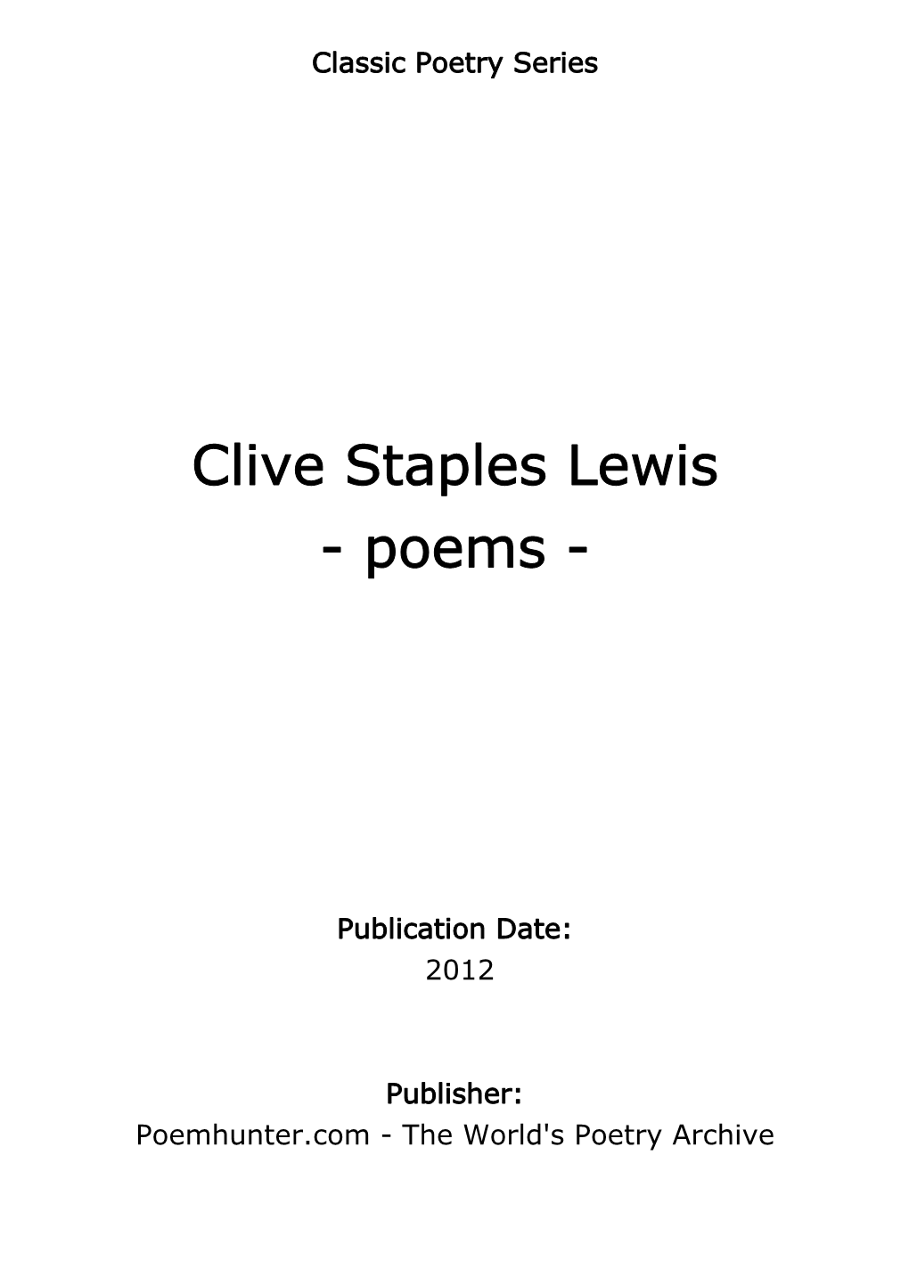 Clive Staples Lewis - Poems