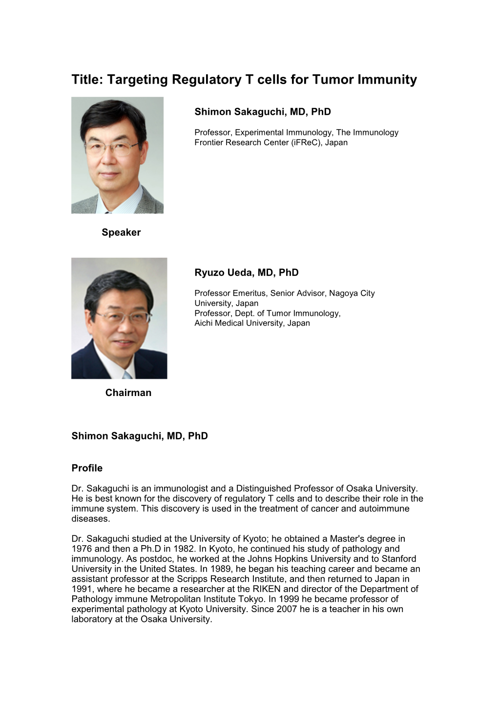 Targeting Regulatory T Cells for Tumor Immunity