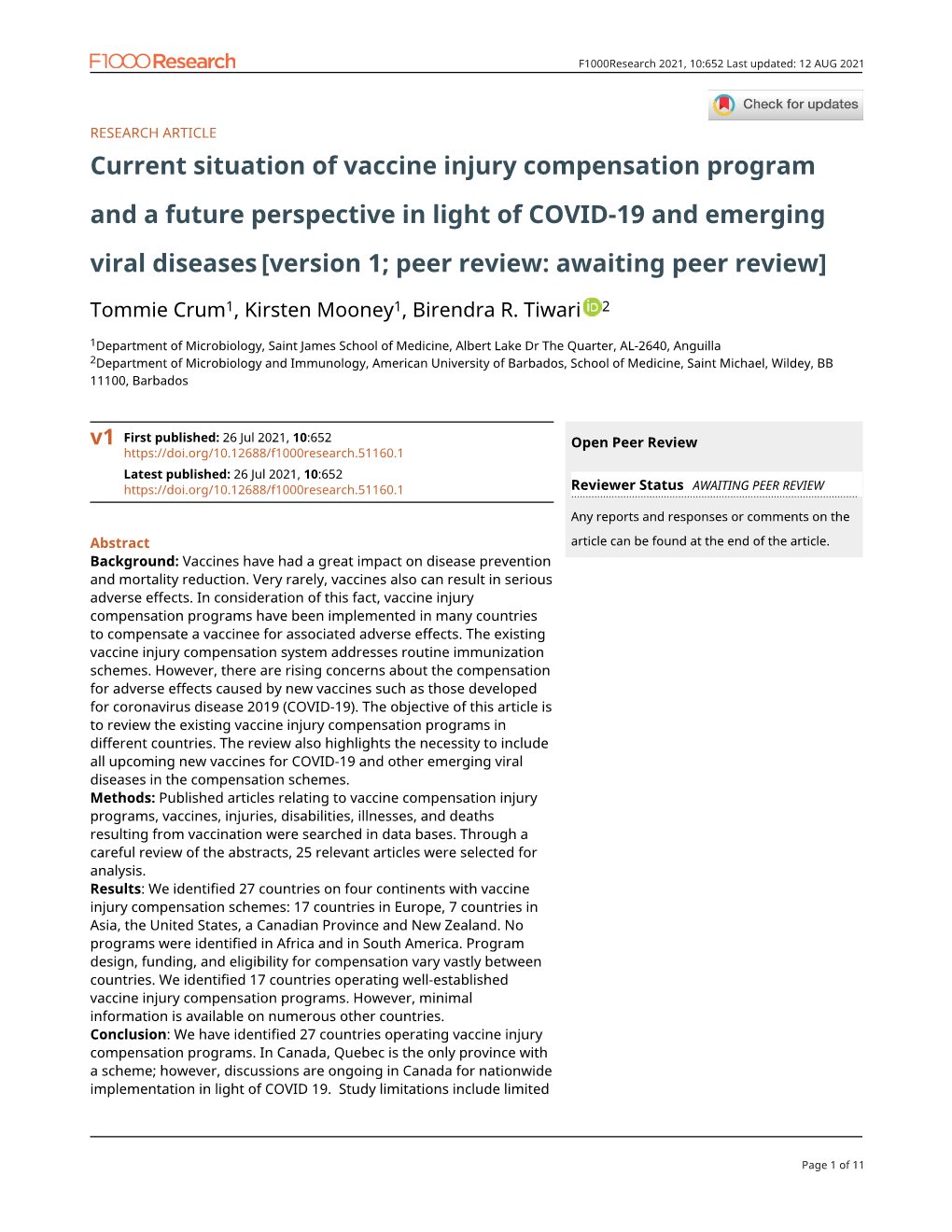 Current Situation of Vaccine Injury Compensation Program and a Future