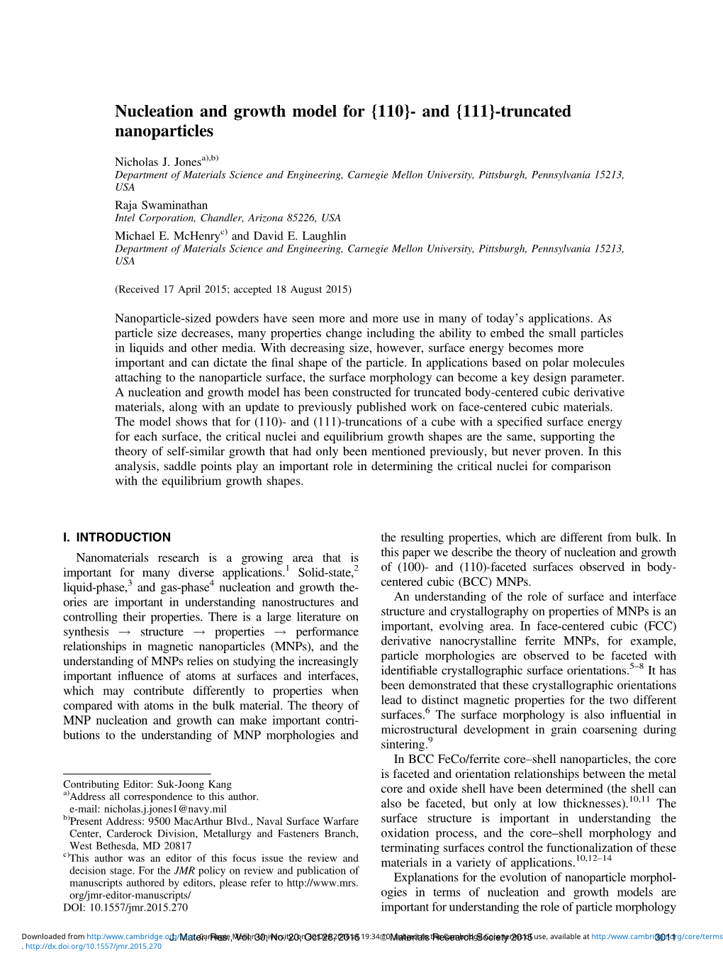 Nucleation and Growth Model for {110}- and {111}-Truncated Nanoparticles