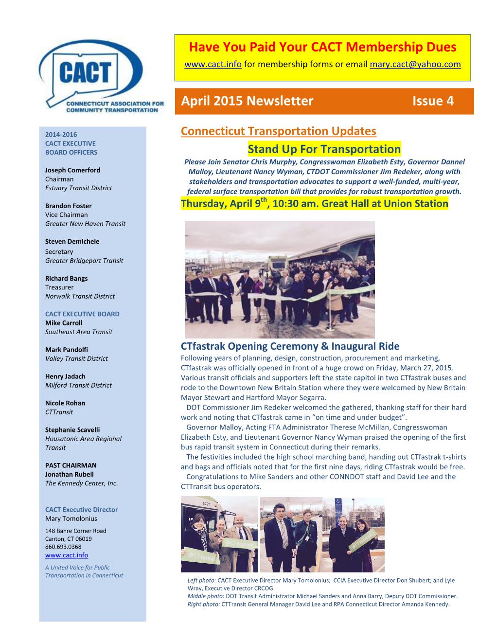 April 2015 Newsletter Issue 4 Page 1