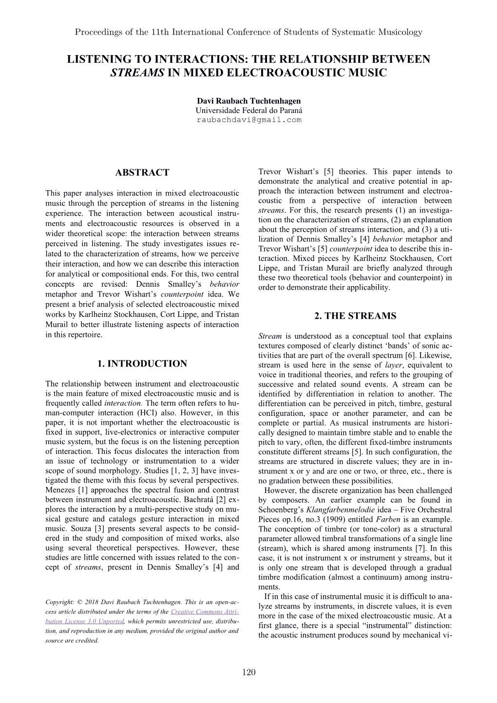 The Relationship Between Streams in Mixed Electroacoustic Music